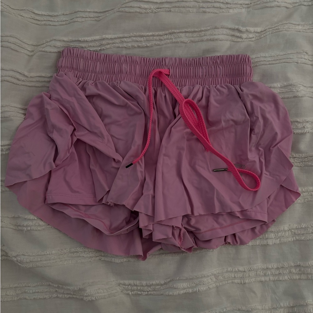 Pink flowy gym shorts